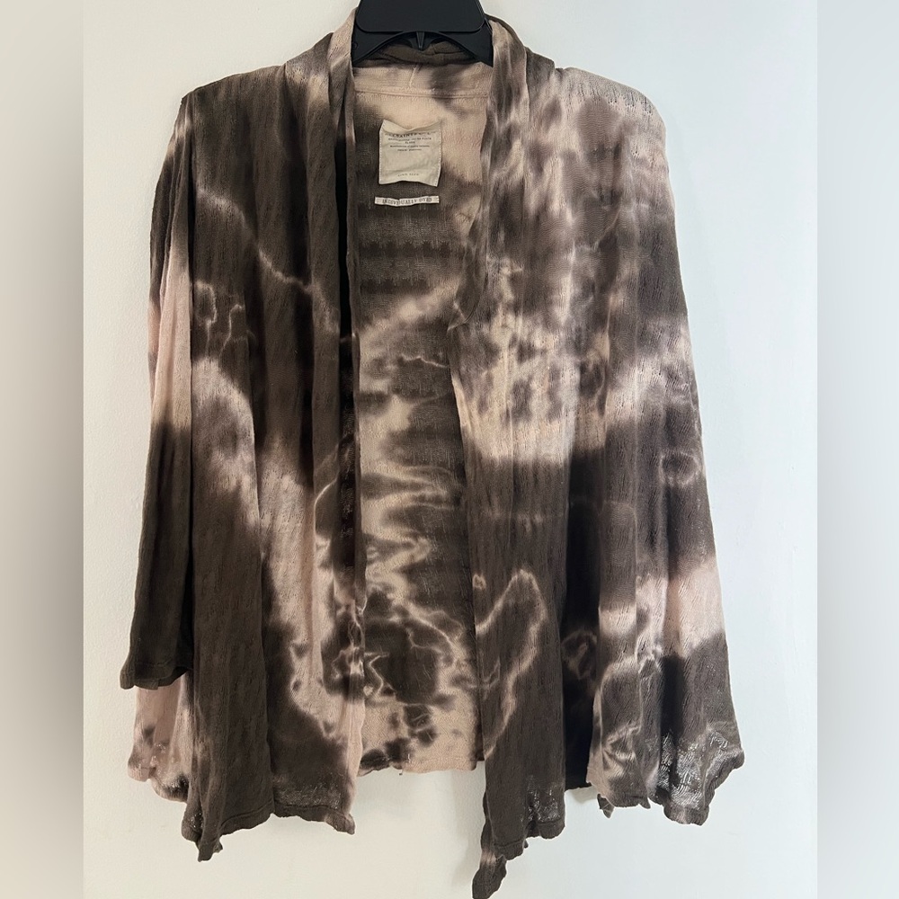 All Saints Spitalfields Brown Tie Dye Waterfall Summer Light Cardigan - One Size